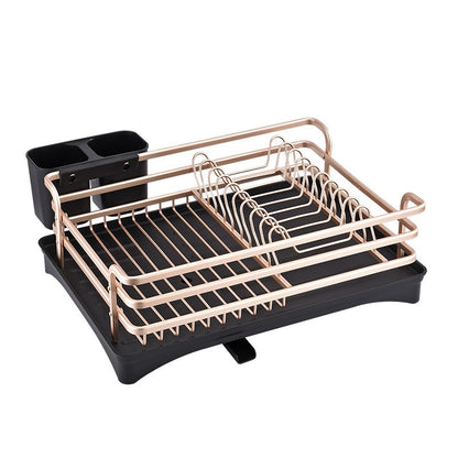 Double Layer Aluminum Alloy Sink Stand Dish Drying Rack Kitchen Organizer Drainer Plate Holder Cutlery Storage Shelf Accessories - StorageandmoreStorage