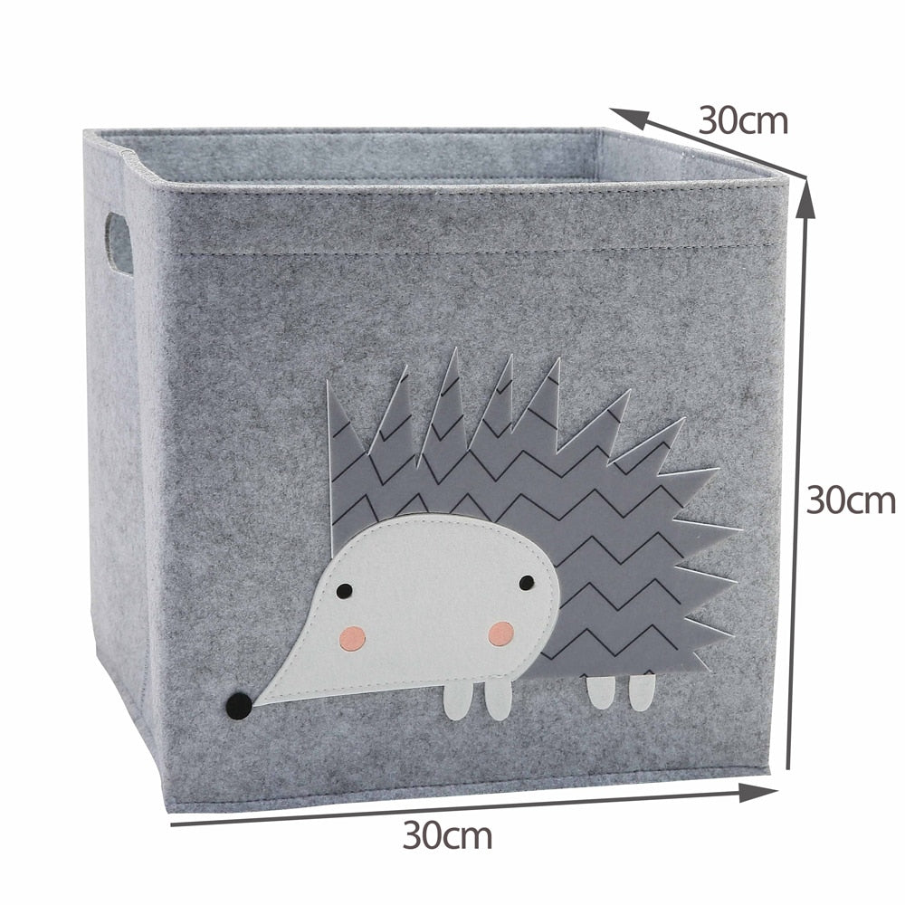 Creative Cartoon Animal Storage Box Felt Fabric Cube Nursery Shelf Home Closet Folding Storage Basket For Kids Toys Organizer - StorageandmoreStorage