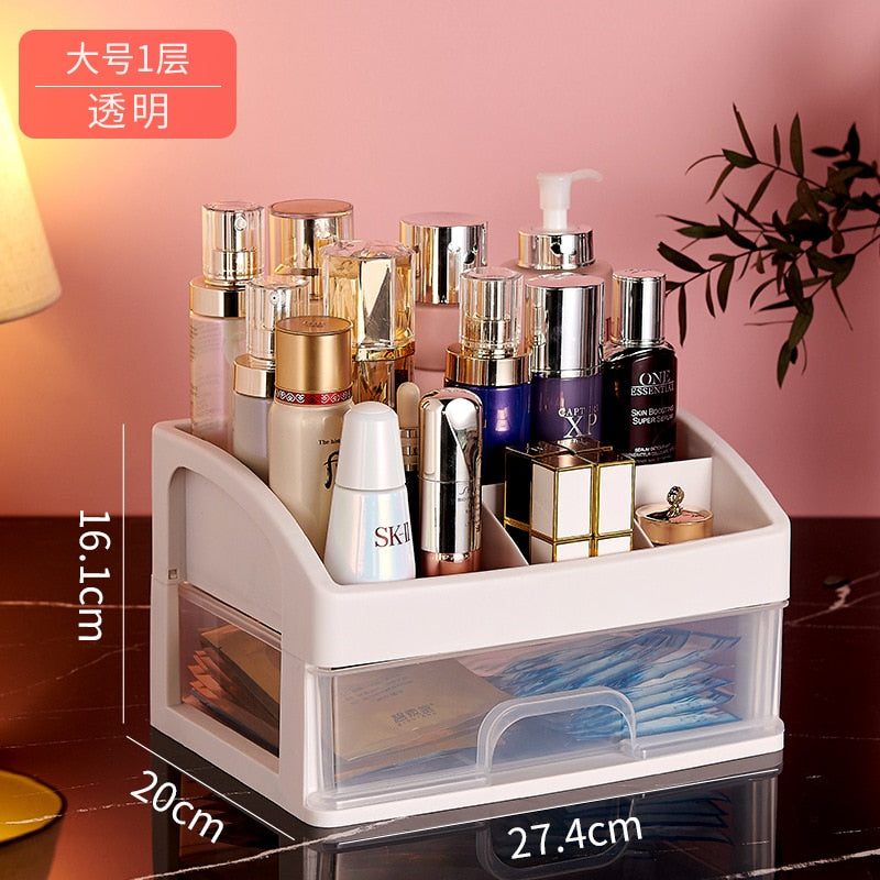 Desktop Cosmetics Home Office Storage Box Drawer Cabinet Jewelry Box Plastic Cosmetic Box Makeup Desk Accessories Organizer - StorageandmoreStorage