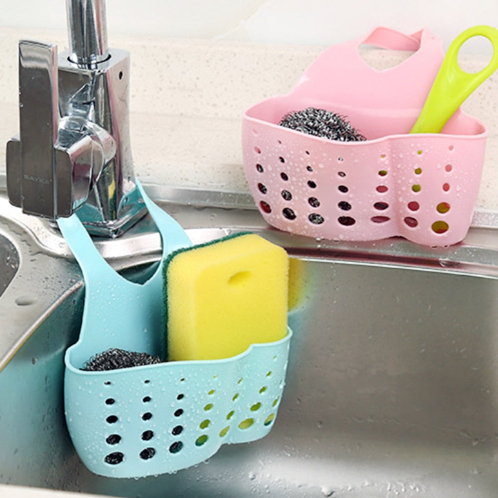 Sink Sponge Storage Hanging Basket Adjustable Snap Button Type Drain Rack Faucet Storage Drain Baskets Home Kitchen Tools - StorageandmoreStorage