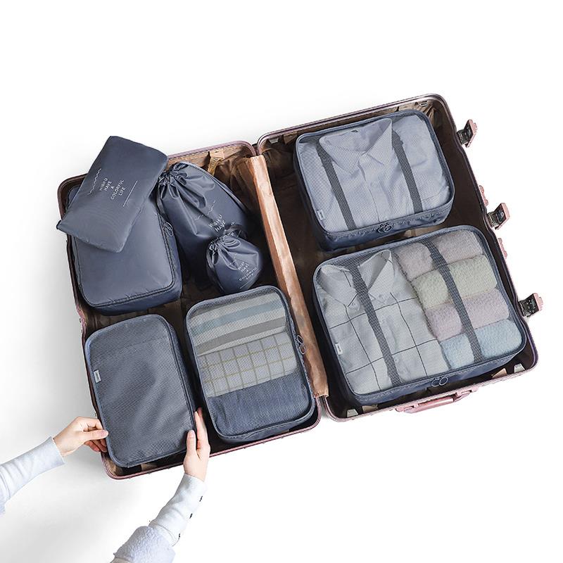 8/6/1 pieces Set Travel Organizer Storage Bags Suitcase Packing Set Storage Cases Portable Luggage Organizer Clothe Shoe Pouch - StorageandmoreStorage