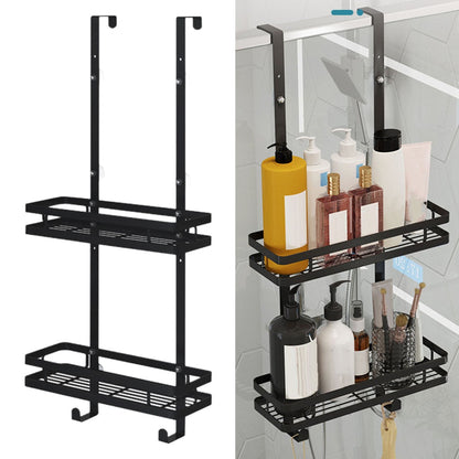 Stainless Steel Black Over The Door Organizer Hanging Shelf Door Back Rack Shampoo Holder Bedroom - StorageandmoreStorage