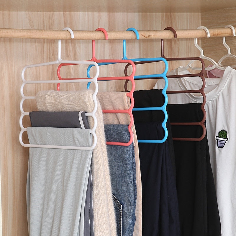 MultiFunctional 5 Layers Pants Hangers Holders Trousers Hanger Storage Rack Clothes Hanger Space Saver Wardrobe Closet Organizer - StorageandmoreStorage