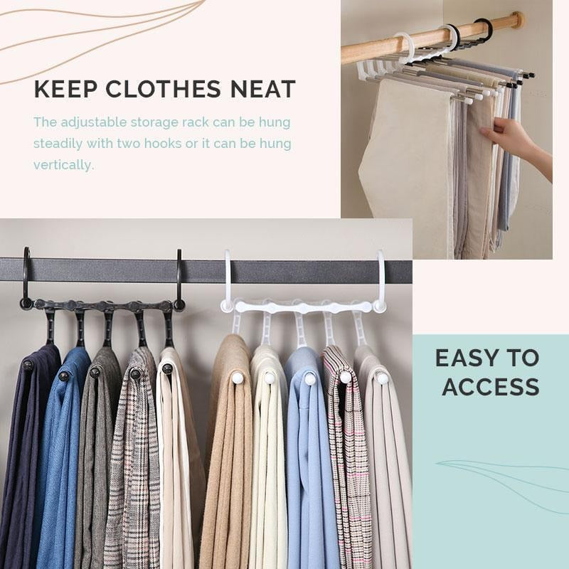 5 in 1 Pant Rack Hanger for Clothes Organizer Multifunction Shelves Closet Storage Organizer StainlessSteel Folding clothes hang - StorageandmoreStorage