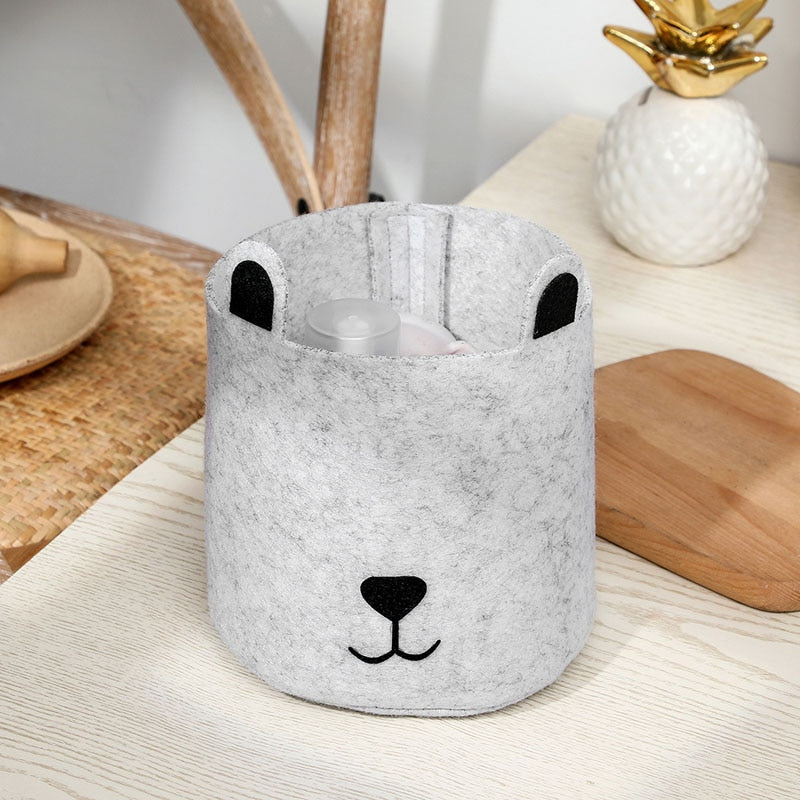 Felt Fabric Laundry Basket Toy Storage Baskets Bin For Kids Dog Toys Clothes Organizer Cute Animal Laundry bucket - StorageandmoreStorage