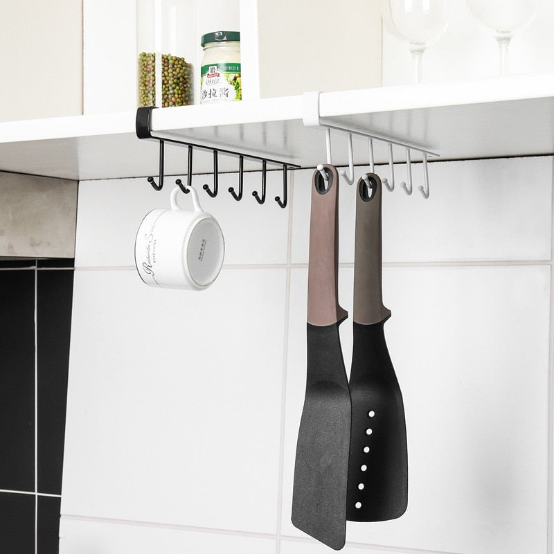 Kitchen Cupboard Organizer Closet Clothes Glass Mug Shelf Hanger Storage Rack Cupboard Shelf Hanging Hook  home accessories - StorageandmoreStorage