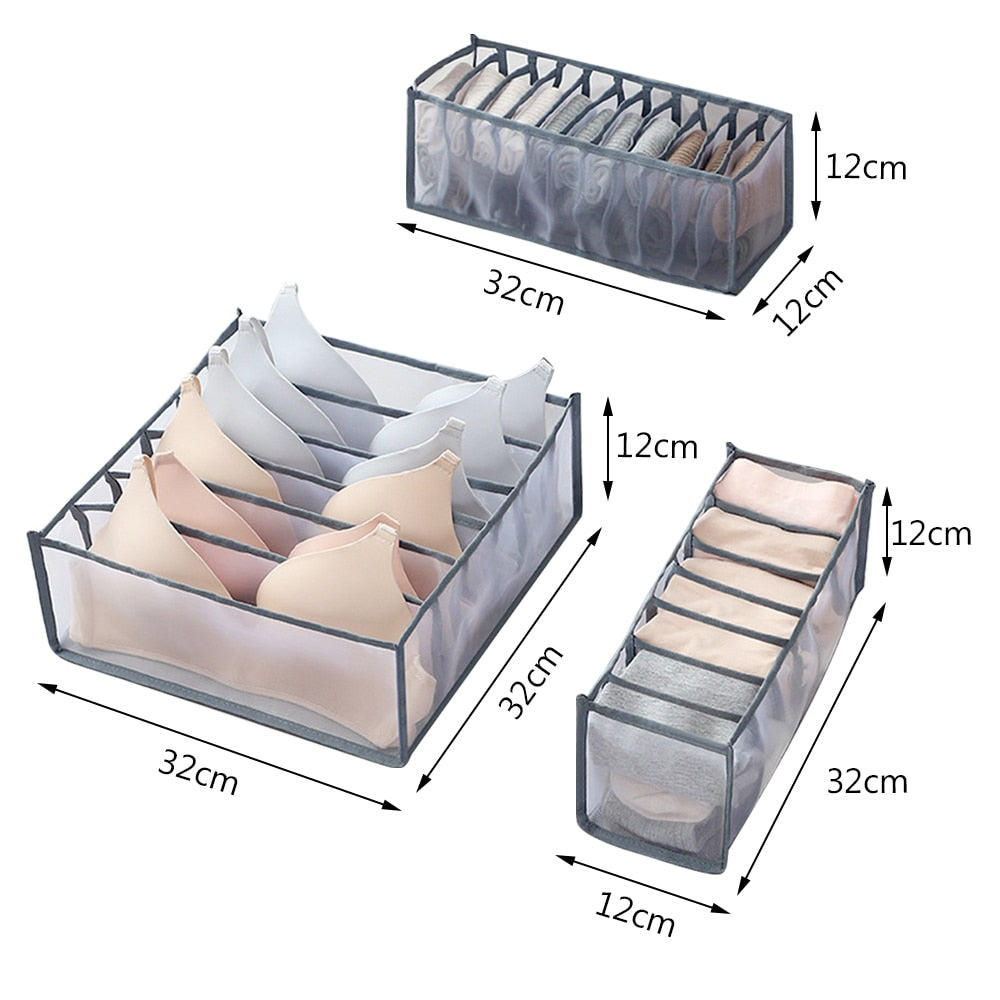 Dormitory closet organizer for socks home separated underwear storage box 7 grids jeans bra organizer foldable drawer organizer - StorageandmoreStorage