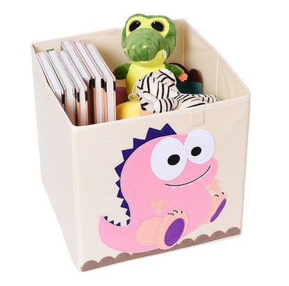 13 inch Foldable Embroidery Animal Cube Storage Box Oxford Fabric Kids Toys Organizers Bins Chest Organizer for Kids Nursery - StorageandmoreStorage