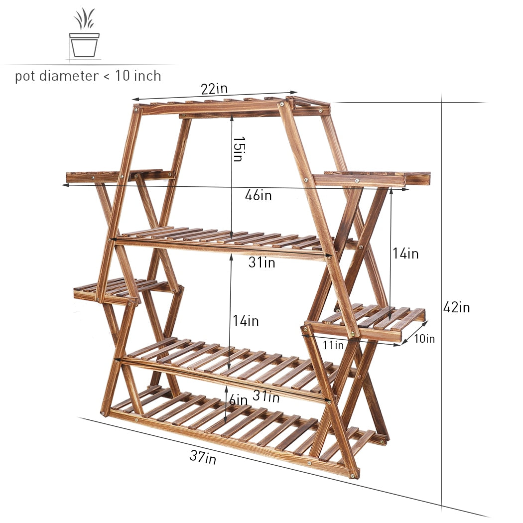 Large Triangular Wood Plant Stand Indoor 6 Tier Flower Pot Holder Shelf Corner Display Rack Organizer Shelves - StorageandmoreStorage