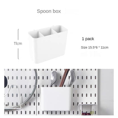 Pegboard Hanging Accessories Shelf Storage Bins Hook Brackets Clips No Punching for Garage Kitchen Pegboard Wall Organizer - StorageandmoreStorage