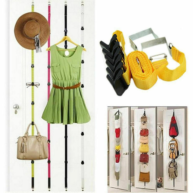 Fashion Over Door Straps Hanger 8 Hooks Adjustable Hat Bag Clothes Coat Rack Organizer Home Storage Organization - StorageandmoreStorage