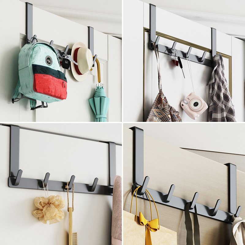 304 Stainless Steel Hooks Over Door 5Hooks Home Organizer Rack Clothes Coat Hat Towel Hanger Bathroom Kitchen Accessories Holder - StorageandmoreStorage