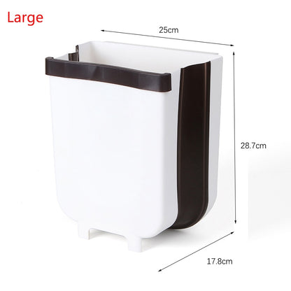 9L Wall Mounted Folding Waste Bin Kitchen Cabinet Door Hanging Trash Bin Car Garbage Trash Can for Bathroom Toilet Waste Storage - StorageandmoreStorage