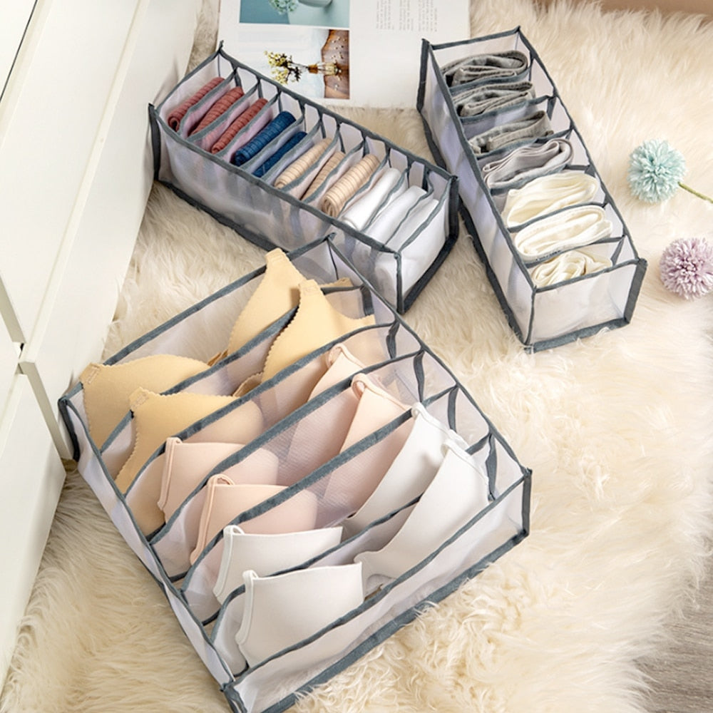 Dormitory closet organizer for socks home separated underwear storage box 11 grids bra organizer foldable drawer organizer - StorageandmoreStorage