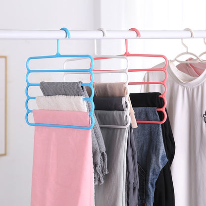 MultiFunctional 5 Layers Pants Hangers Holders Trousers Hanger Storage Rack Clothes Hanger Space Saver Wardrobe Closet Organizer - StorageandmoreStorage