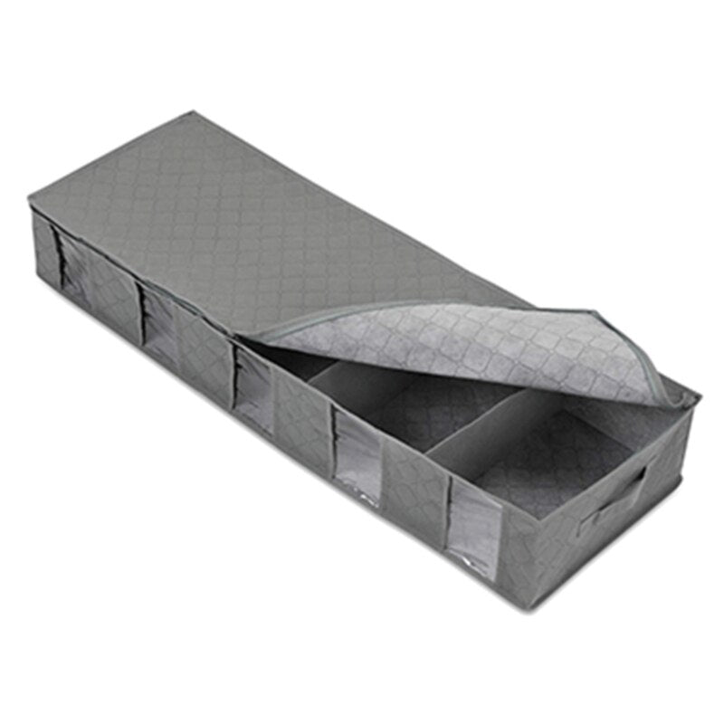 Foldable Under Bed Bags Pack 5 Grid Under Bed Storage Boxes Thick Breathable Underbed Clothes Storage Bags Zippered Organizer - StorageandmoreStorage