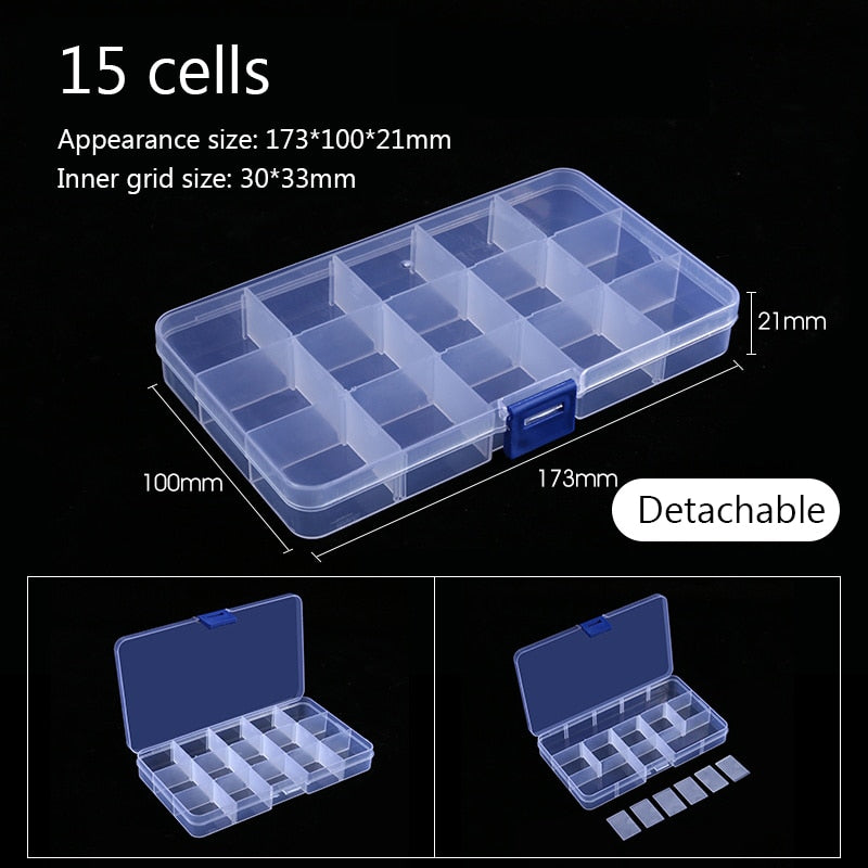 Transparent Plastic Jewelry Storage Box Tool Sorting Box Earring Bead Screw Toy Case Adjustable Parts Organizer Container 2021 - StorageandmoreStorage