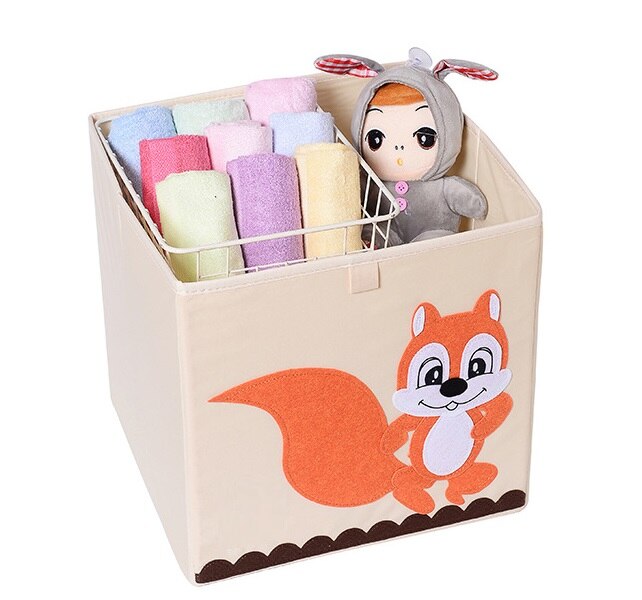 13 inch Foldable Embroidery Animal Cube Storage Box Oxford Fabric Kids Toys Organizers Bins Chest Organizer for Kids Nursery - StorageandmoreStorage