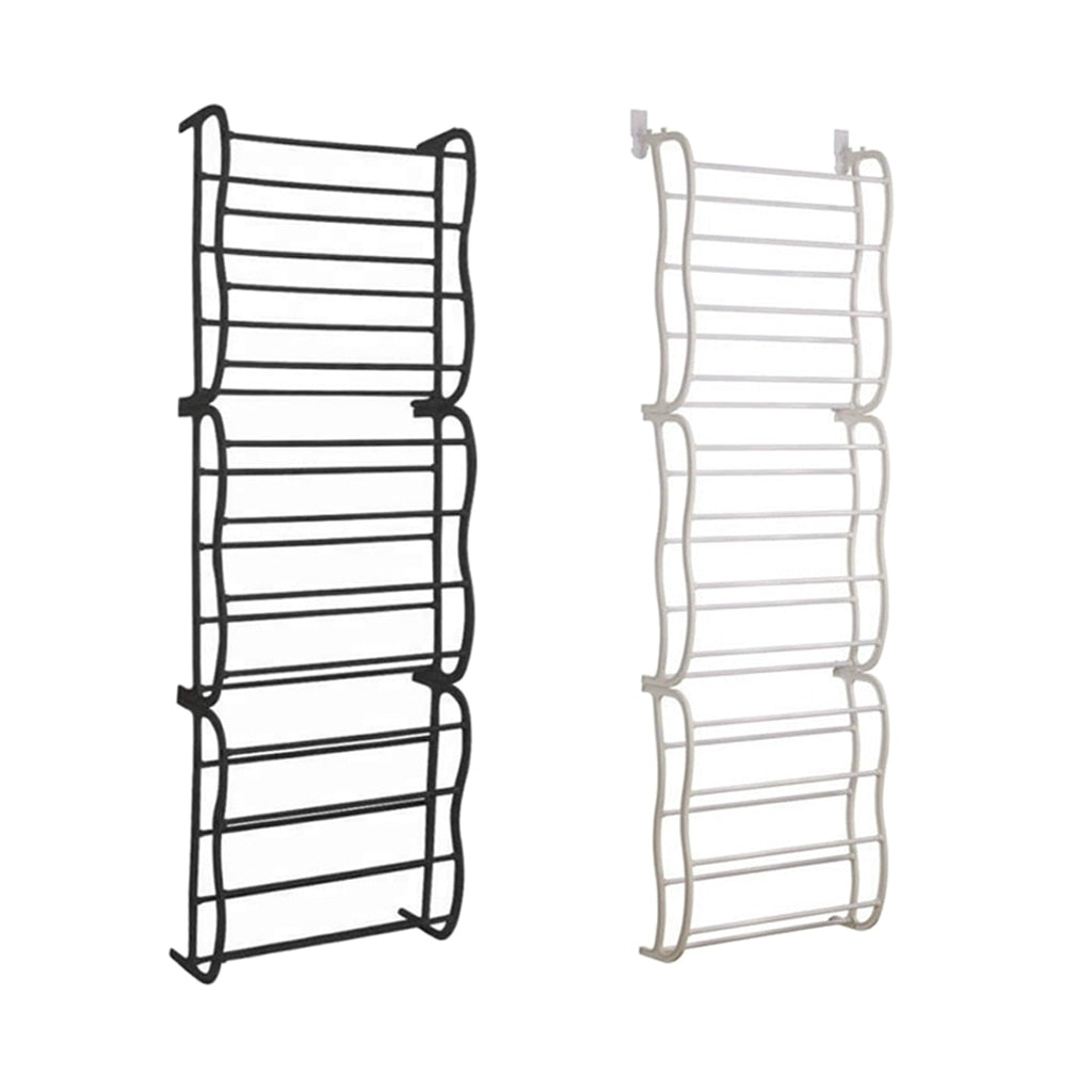 12 Tier Metal Tube Shoe Shelf Hook Over Door Shoe Rack Tidy Space Organizer for 36 Pairs Shoes - StorageandmoreStorage