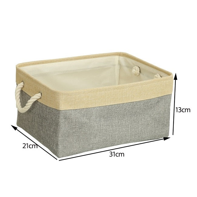 Cotton Linen Folding Storage Baskets Kids Toys Organizer Clothes and Sundries Storage Box Cabinet Storage Bag Laundry Basket - StorageandmoreStorage