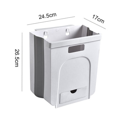 Wall Mounted Folding Waste Bin Kitchen Cabinet Door Hanging Trash Bin Garbage Car Trash Can Wall Mounted Foldable Cleaning - StorageandmoreStorage