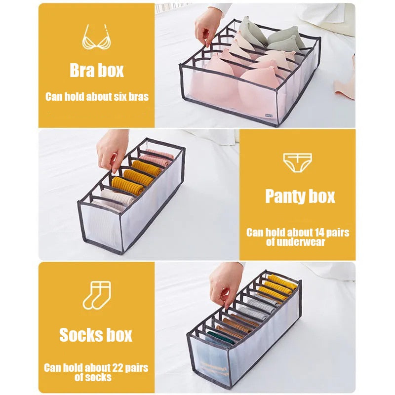 modern Underwear Storage Organizer  Clothe Separated Socks Shorts Bra Storage Boxs Dormitory Closet Organizer Drawer Washable - StorageandmoreStorage