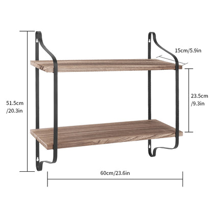 Large Rustic Industrial Pipe Wall Floating Shelf Wooden Storage Shelving Unit - StorageandmoreStorage