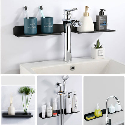 Bathroom Shelves Holder Kitchen Faucet Storage Shelf Wall Mount Shower Storage Rack Decor Shampoo Organizer For Home Improvement - StorageandmoreStorage