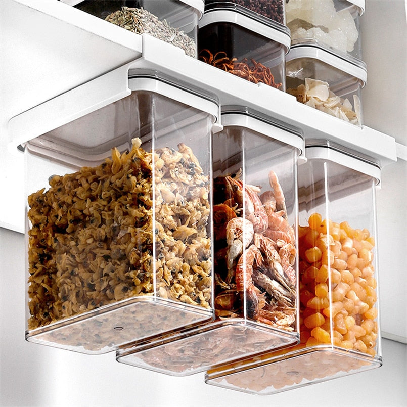 Grains Storage Box with Shelf Wall Mounted Container Plastic Storage Container for Coffee Grains Cereals Kitchen Accessories - StorageandmoreStorage