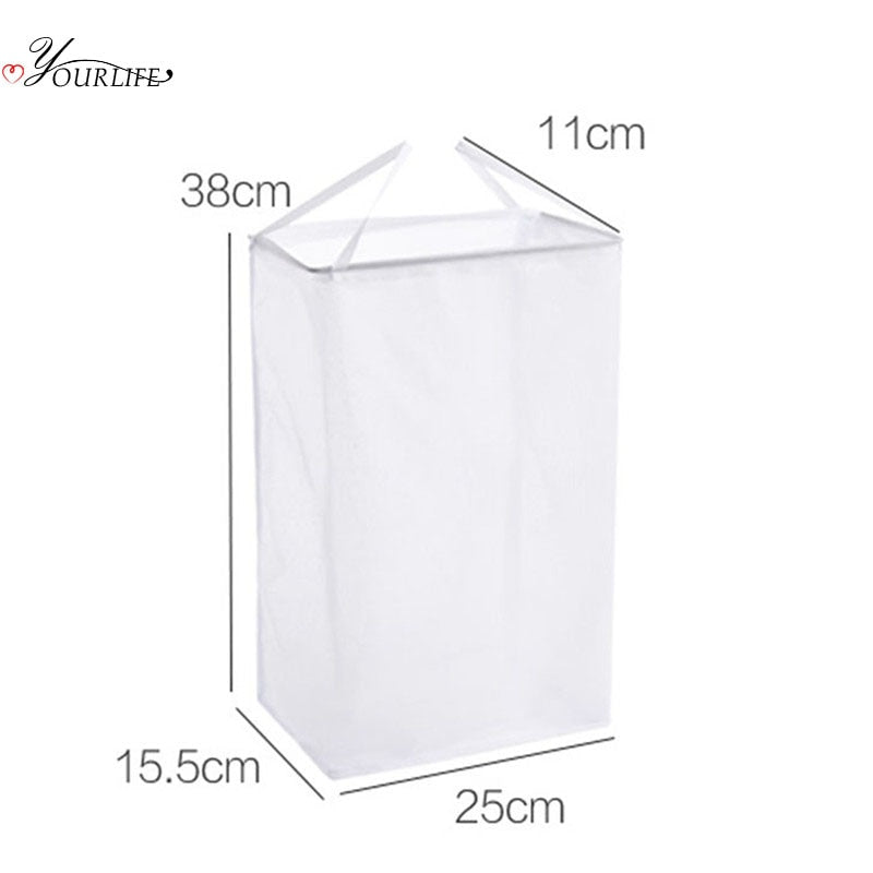 OYOURLIFE Portable Breathable Mesh Laundry Basket Foldable Wall Mounted Dirty Clothes Basket Bathroom Clothes Storage Baskets - StorageandmoreStorage