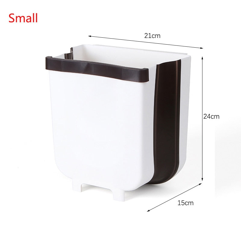 9L Wall Mounted Folding Waste Bin Kitchen Cabinet Door Hanging Trash Bin Car Garbage Trash Can for Bathroom Toilet Waste Storage - StorageandmoreStorage