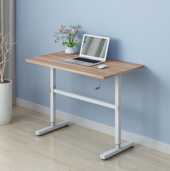 Standing Office Desk Table Manual Lift Adjustable Ergonomic Simple Office Computer Desk Stable Table 100*60cm Support 160kg - StorageandmoreStorage