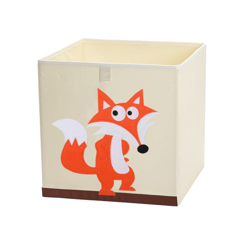 13 inch Foldable Embroidery Animal Cube Storage Box Oxford Fabric Kids Toys Organizers Bins Chest Organizer for Kids Nursery - StorageandmoreStorage