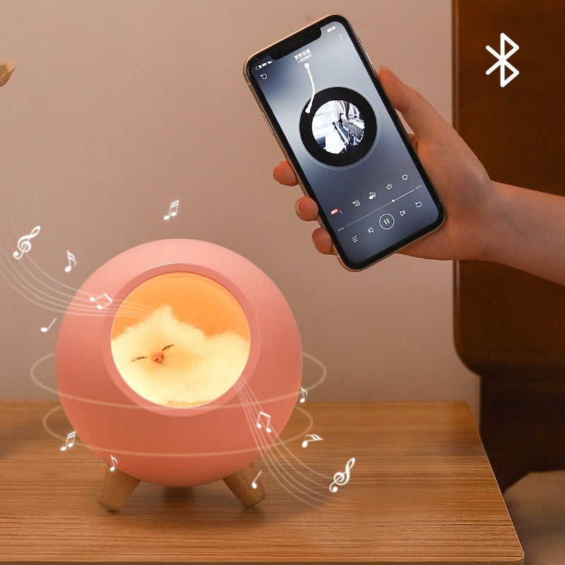 Cute Cat House Bluetooth Speaker Night Light Touch Dimming LED Baby Kids Bedside Sleep Lamps Bedroom Home Decor Holiday Gift - StorageandmoreStorage