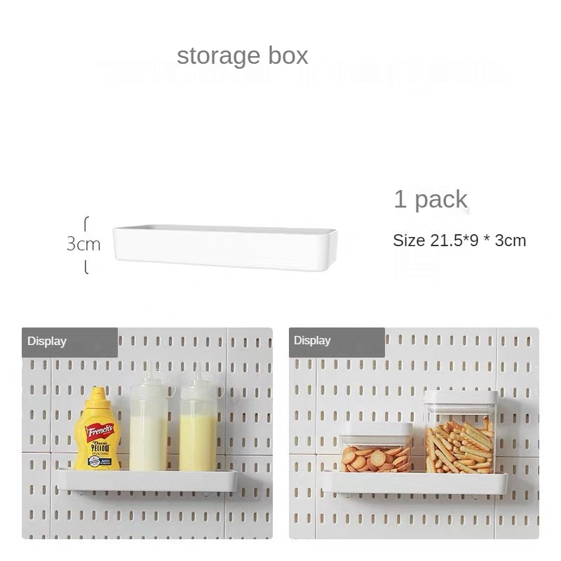 Pegboard Hanging Accessories Shelf Storage Bins Hook Brackets Clips No Punching for Garage Kitchen Pegboard Wall Organizer - StorageandmoreStorage