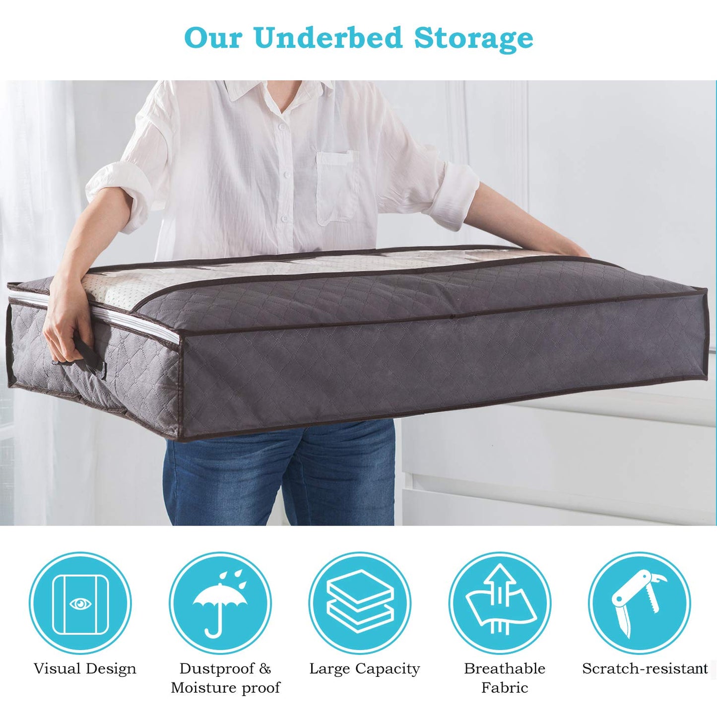 Foldable Underbed Storage Bags Closet Wardrobe Organizer for Clothes,Under-Bed Storage Containers for Comforters Bedding Blanket - StorageandmoreStorage