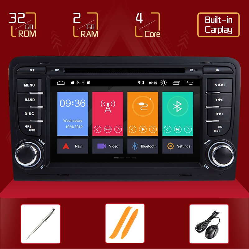 IPS DSP 4GB 2din Android 11 Car Radio DVD Player For Audi A3 8P S3 2003-2012 RS3 Sportback Multimedia Navigation stereohead unit - StorageandmoreStorage