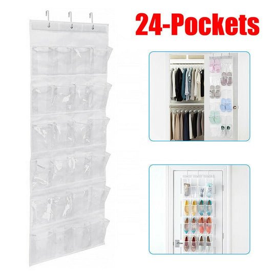 Newest Useful 24 Pockets Over The Door Behind Shoe Organizer Rack Hanging Organizers Space Saver Rack Hanging Storage Hanger - StorageandmoreStorage