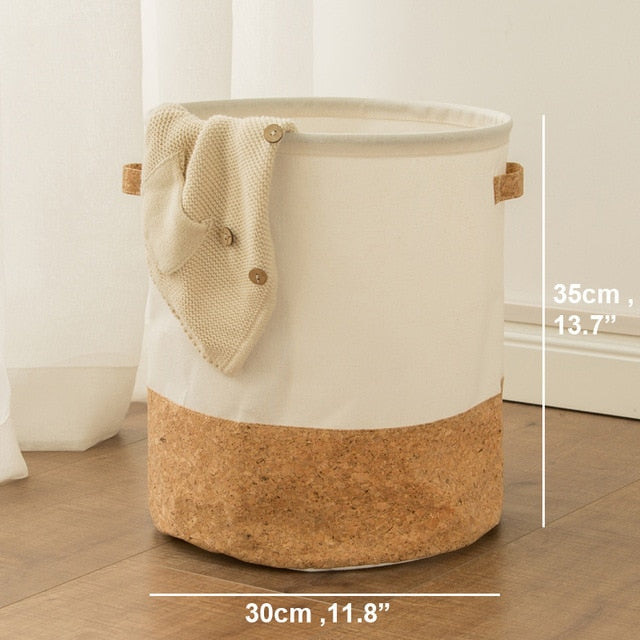 Waterproof Laundry Basket Kids Toy Clothes Organizer Storage Basket Large Cotton Linen Clothes Basket Home Sundries Storage - StorageandmoreStorage