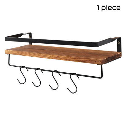 Wall Shelf Wood Floating Shelf Wall Decoration Multifunction Storage Holder Wall Shelf Rack Decorative For Kitchen/ Bedroom - StorageandmoreStorage