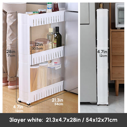 Mobile Storage Shelf Interspace Gap Shelf Kitchen Storage Shelf Bathroom Storage Rack Fridge Side Seam Finishing Rack - StorageandmoreStorage