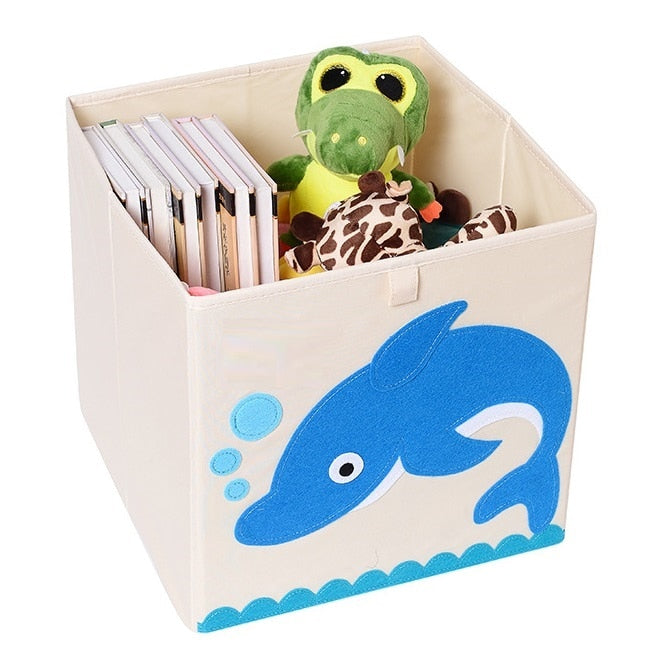 13 inch Foldable Embroidery Animal Cube Storage Box Oxford Fabric Kids Toys Organizers Bins Chest Organizer for Kids Nursery - StorageandmoreStorage