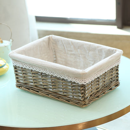 4 Sizes Handmade Rattan Storage Baskets Household Items Snacks Fruit Debris Laundry Finishing Willow Storage Basket - StorageandmoreStorage