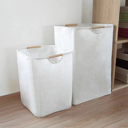 MCAO Japanese Laundry Basket Foldable Dirty Clothes Storage Hamper Bamboo Cloth Organizers with Handles for Corner Narrow TJ6826 - StorageandmoreStorage