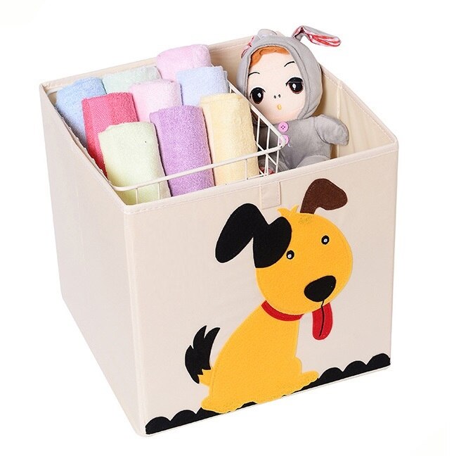 13 inch Foldable Embroidery Animal Cube Storage Box Oxford Fabric Kids Toys Organizers Bins Chest Organizer for Kids Nursery - StorageandmoreStorage