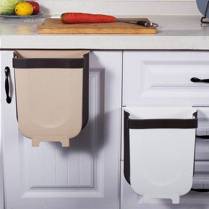 9L Folding Trash Can Kitchen Garbage Bin Foldable Car Waste Bin Wall Mounted Trashcan For Bathroom Toilet Waste Cleaning Tools - StorageandmoreStorage