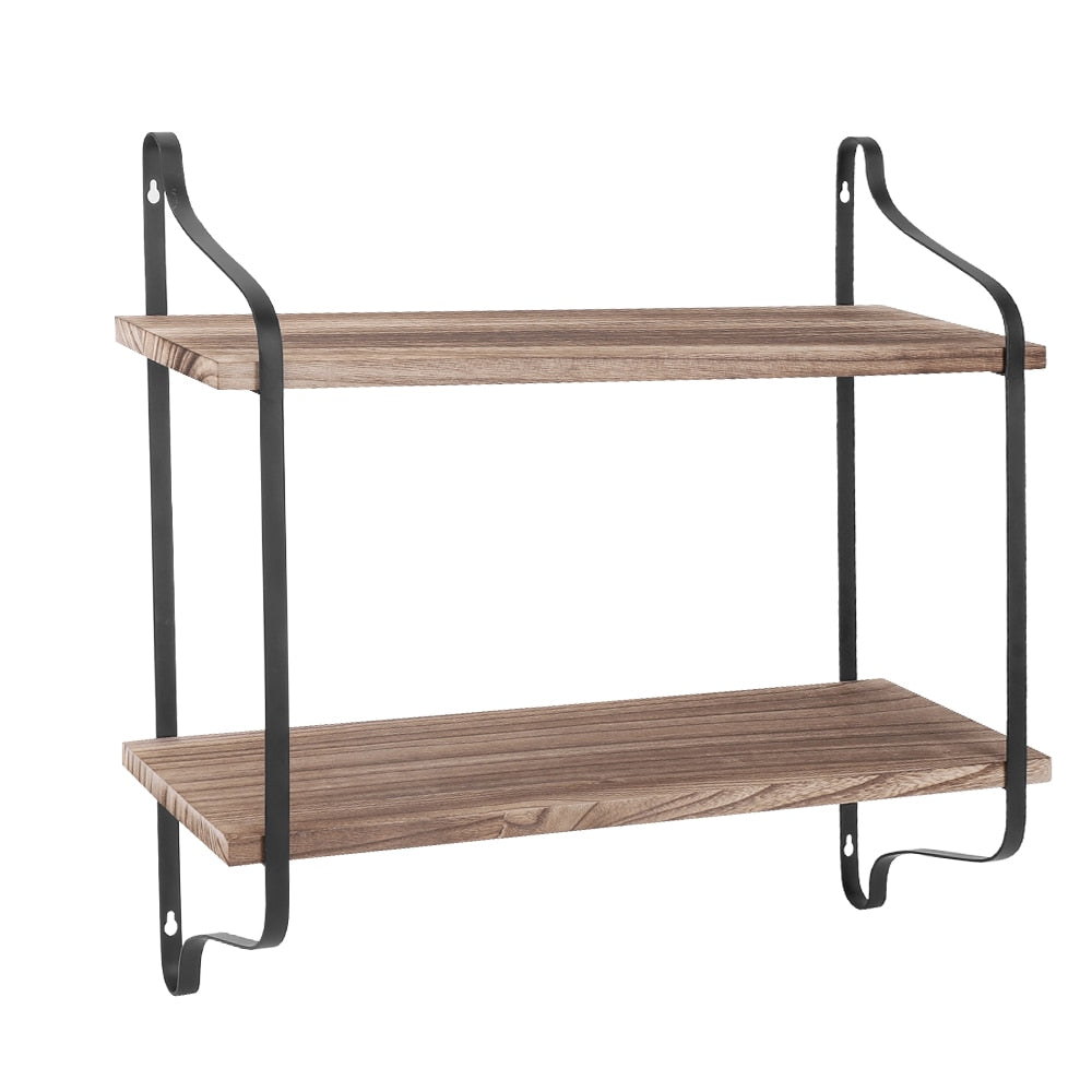 Large Rustic Industrial Pipe Wall Floating Shelf Wooden Storage Shelving Unit - StorageandmoreStorage