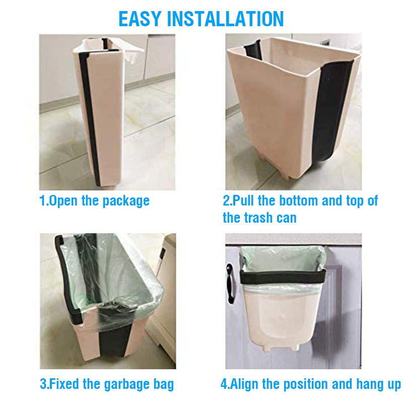 Kitchen Folding Trash Can Car Recycle Bin Trash Bin Kitchen Dustbin Garbage Rubbish Bin Garbage Can Waste Bin For Kitchen - StorageandmoreStorage