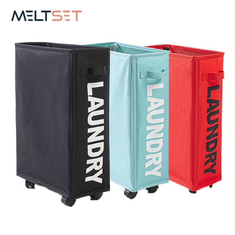 Foldable Dirty Laundry Basket with Caster Wheels Portable Dirty Clothes Organizer Storage Basket High Capacity Laundry Bags Case - StorageandmoreStorage