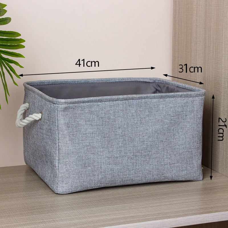 Cotton Linen Folding Storage Baskets Kids Toys Organizer Clothes and Sundries Storage Box Cabinet Storage Bag Laundry Basket - StorageandmoreStorage